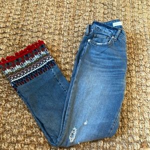 Pilcro and the Letterpress Embroidered Flare Jeans